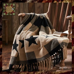 Black Check Star Woven Throw - Picture 1 of 2
