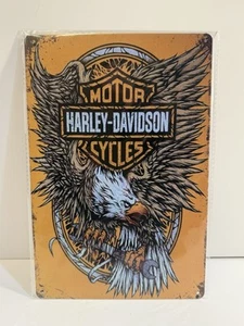 Harley Sign Metal Harley Davidson Sign Eagle Harley Motorcycle Orange - Picture 1 of 1