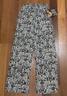 IMAN Global Chic Palazzo Pants Black White Gold Shimmer Accents Sz Large