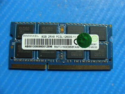 HP 9470m Ramaxel 8GB 2Rx8 PC3L-12800S SO-DIMM Memory RAM RMT3160EB68FAW-1600 - Image 1 of 2