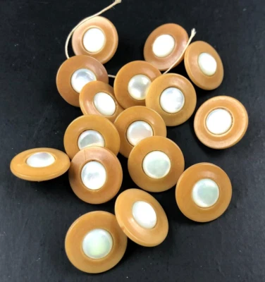 Beautiful Antique Vintage Button Lot White  Beige Authentic Saucer .50" - Image 1 of 4