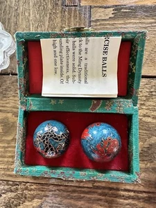 Bolas antiguas chinas Cloisonne Baoding hechas a mano patrón de dragón - Imagen 1 de 4