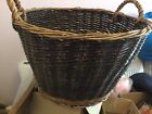Rattan Wicker Log Basket With Handles Extra Large Heavy Duty 20”X13”