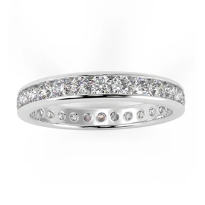 D-E/VVS 1.25 Ct Natural Round Diamond Channel Set Full Eternity Ring In Platinum - Picture 1 of 9