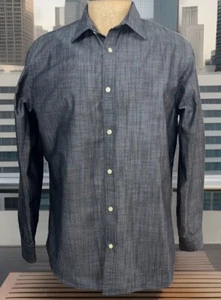 Mens Banana Republic Non-Iron Tailored Slim Fit XL 17-17.5 35-36 Black Chambray - Picture 1 of 6