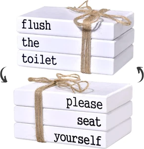 Restroom Decor, Bathroom Decor for Shelves, Toilet Decor, Funny Wooden Farmhouse - Picture 1 of 7