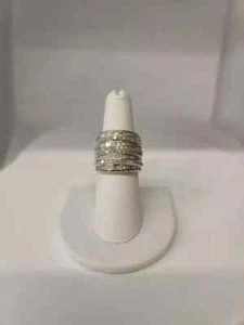 3Ct Round Lab-Created Diamond Multi Row Wedding Band Ring 14K White Gold Plated - Picture 1 of 5