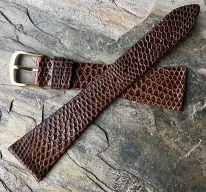 Large scales Genuine Lizard 22mm vintage watch band European Made 1960s/70s NOS - Picture 1 of 3
