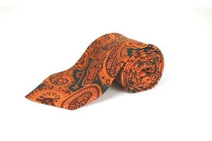 Ted Baker London Men's Silk Neck Tie Made in USA Orange Flowers Floral Print - Bild 1 von 4