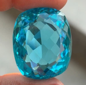 87.90 Ct Natural Certified Sky Blue Aquamarine Cushion Cut Loose Gemstone EBAY - Picture 1 of 7