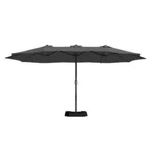 Mondawe Outdoor Market Patio Umbrella 15' Double Sided Design W/ Crannk + Base - Picture 1 of 6