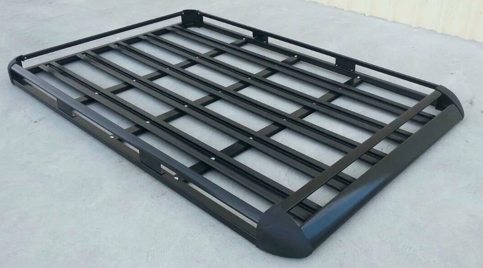 160x110cm  Black Coated Aluminium Car/4WD Roof Rack Luggage Basket + 2xCross Bar - image 1 of 4