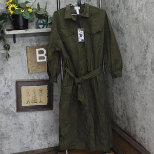 Future Collective Womens Belted Maxi Shirtdress 93224570 Dark Olive Green M - Picture 1 of 7