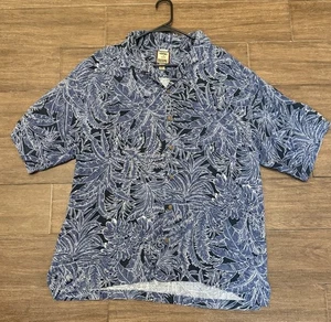 TOMMY BAHAMA Hawaiian Shirt Men's XL 100% Silk Blue Floral Hawaiian - Picture 1 of 3