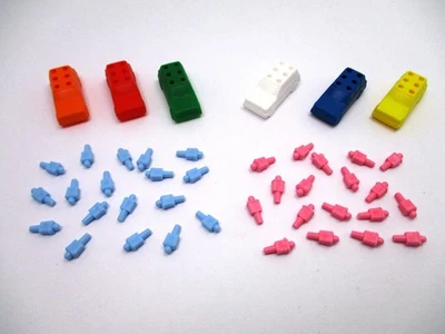 Life Game Replacement Parts Pieces 6 Vehicles 18 Blue 18 Pink People Pegs - Image 1 of 4