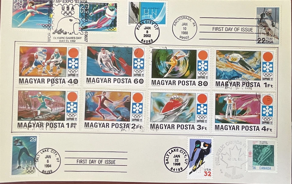 HNLP Hideaki Nakano Winter Olympics Canada Magyar US 2369 2810 15 Stamps on 1 - Image 1 of 1
