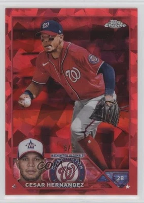 2023 Topps Chrome Sapphire Edition Red /5 Cesar Hernandez César Hernández #244 - Image 1 of 2