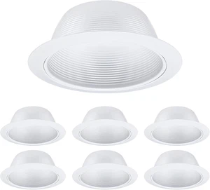 TORCHSTAR 6 Inch Classic White Recessed Can Light Trim, Step Baffle with Detacha - Picture 1 of 9