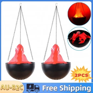 2 Stück LED hängende Flamme Licht gefälschtes Feuer simuliertes Licht Halloween Dekor Lampe USA - Bild 1 von 19