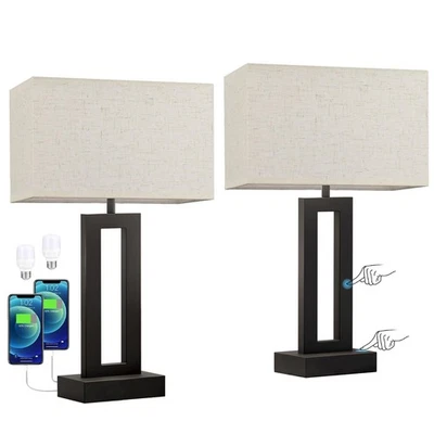 Nightstand Table Lamps for Bedrooms Set of 2 - Touch Bedside Lamp with USB C+... - Image 1 of 4