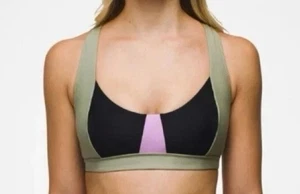 Top de bikini Prana Tulum bloque de color negro verde oliva negro lila talla pequeña nuevo con etiquetas - Imagen 1 de 6
