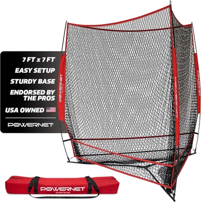 Rede de beisebol Powernet Triple Threat, 3 vias 7' X 7' batendo, batendo e arremessando N - Imagem 1 de 4