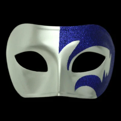 Mystic Blue Glitter & Silver Venetian Masquerade Mask ~ MARDI GRAS WEDDING PROM - Image 1 of 3