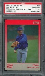 1991 Star Ryan Baseball #11 Nolan Ryan Personal Data Glossy PSA 10