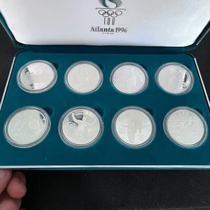 1995 1996 ATLANTA HUNDERTJÄHRIGE OLYMPISCHE SPIELE 8 MÜNZEN SILBERPROOF SET OGP COA #08P - Bild 1 von 20