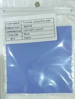 Thermal conductive pad 100x100x1.0mm 3w/m-k GPU CPU LED  heatsink cooling - Image 1 of 4