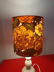 70s Lampshade Table lamp Ceiling Retro Vintage 60s 50s drum flower power orange - Picture 1 of 8