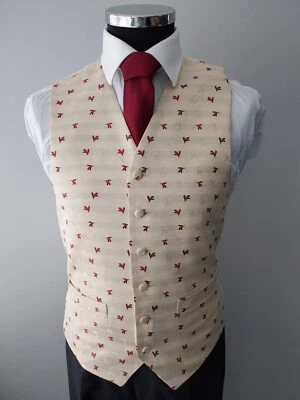 Men's and Boy's Waistcoats In Cream and Red, Ideal For Weddings, Special Events - Image 1 of 3