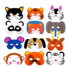 12pcs Animal Masks Foam Jungle Farm Childrens Kids Birthday Party Dressing Up