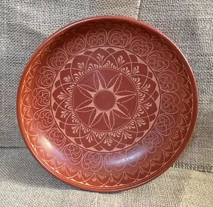 Consola de cerámica artística naranja terracota cuenco boho vaquera costera suroeste - Imagen 1 de 4