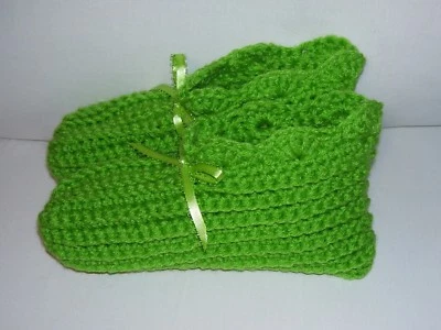 Ladies Size Handmade Crochet Slippers House Shoes--Spring Green - Image 1 of 3