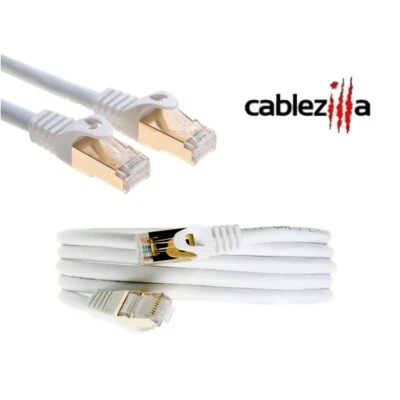 Cat7 S/FTP Ethernet Patch Cable High-Speed 600MHz White 6FT- 25FT Multi Pack LOT - Image 1 of 4