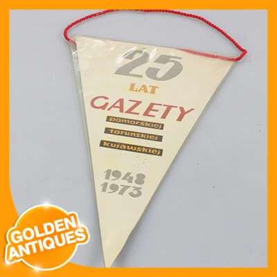 vintage 25 years of Pomorskiej Torunskiej Kujawskiej Newspaper Poland Pennant - Image 1 of 4