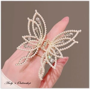 Frauen Schmetterling Haarspange Haarklammer Haarnadel Haargreifer Perlen Strass - Bild 1 von 6