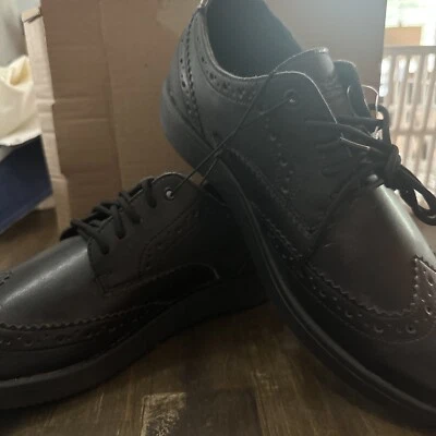 Zapatos Tredsafe para hombre talla 11 negros antideslizantes de cuero con cordones Foto 1 de 4