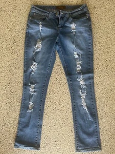 Sizzle Jeans Juniors Size Small Blue Straight Leg Distressed Pants - Picture 1 of 5