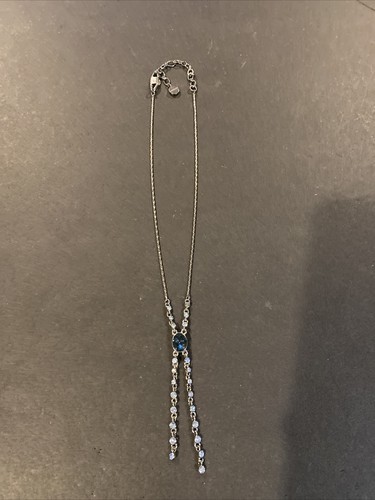Collana firmata Givenchy cristallo blu tono argento