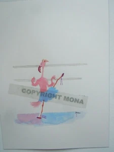 BALLET PARALLEL BARS, DANCING FLAMINGO BIRD ~ Watercolor ~ HAND PAINTED - Picture 1 of 4