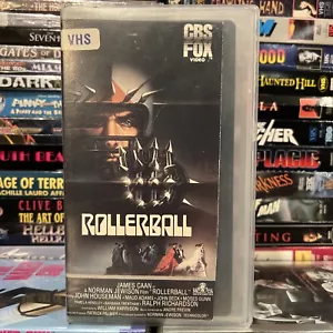 Rollerball 1975 VHS Tested Rental Cut-Box James Caan Dystopian Sci-Fi CBS FOX - Picture 1 of 15