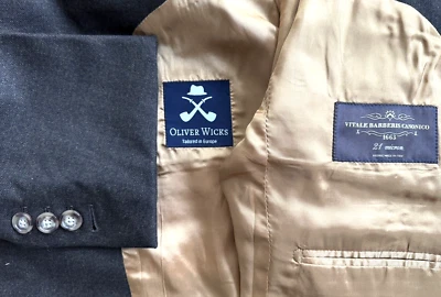 Oliver Wicks Custom Vitale Barberis 21 micron Suit Jacket 40L Long Dark Brown UK - Image 1 of 4