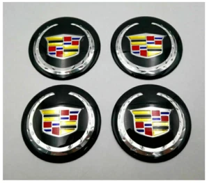 For Cadillac Car Wheel Center Stickers 4x56mm Rim Hub Stickers Black - Picture 1 of 1