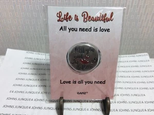POCKET TOKEN ALL YOU NEED IS LOVE New w/tag in plastic Zinc Token Ganz LOVE - Picture 1 of 2