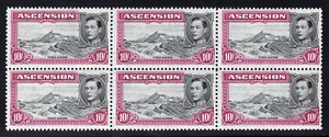 1942 Ascension. SC#49b. SG#47. Mint, Never Hinged, XF. Block of 6 - Bild 1 von 2