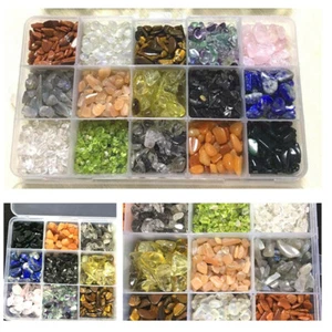 Box Lots Mixed Gravel Gemstone Beads Jewellery Making Smooth Crafts - Picture 1 of 5