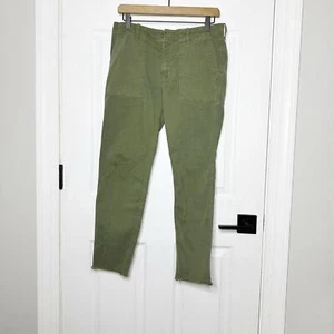 NILI LOTAN Size 6 Jenna Olive Green Raw Hem Cotton Twill Pants - Picture 1 of 6