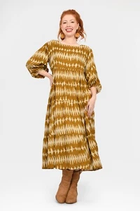 Stacey Long Dress Ikat Mustard by Keshet Design - Picture 1 of 6
